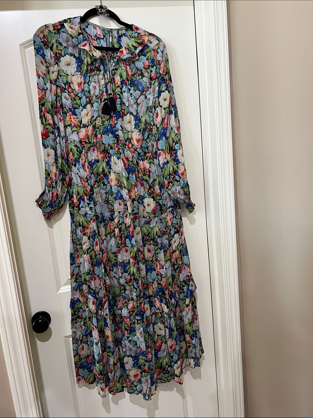 Anthropologie Floral Maxi Dress in Blue, Green, Pink H153